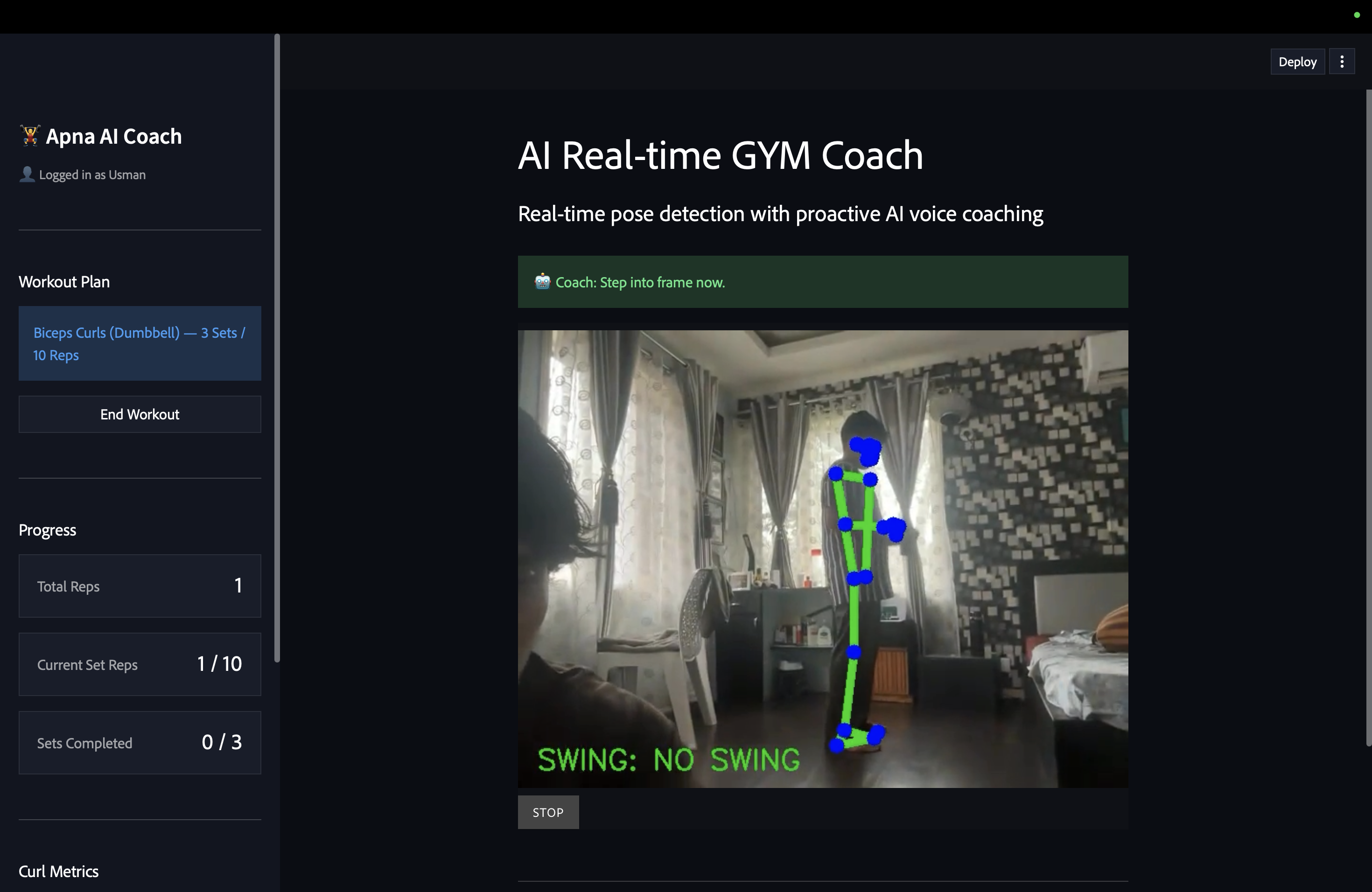 Deadlift posture feedback